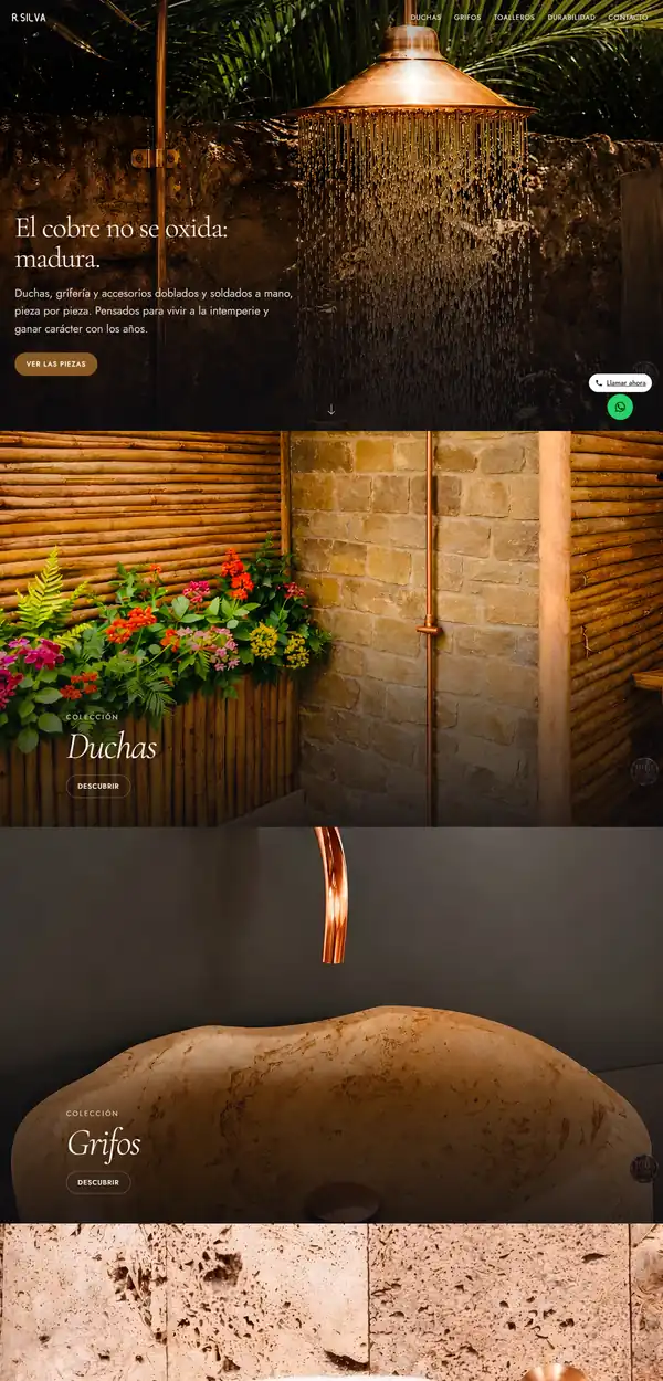 Página de inicio del sitio de Accesorios en Cobre, en color, en la pantalla de un portátil.